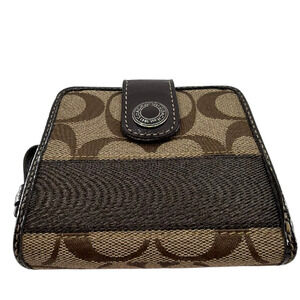 Coach Compact Brown Signature C Canvas Wallet